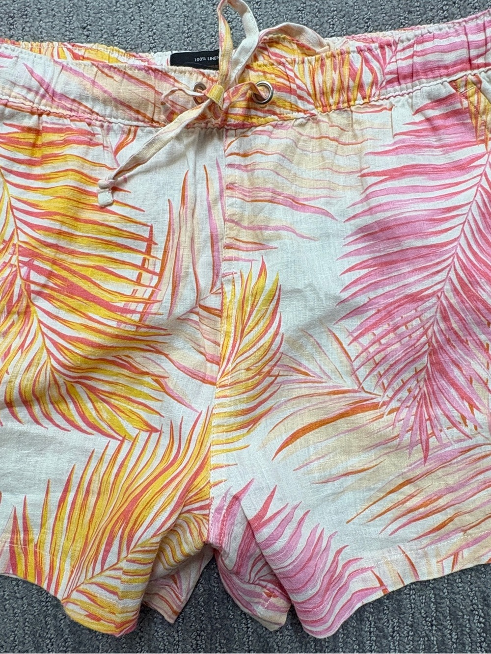 Tropical Palm Print Linen Shorts